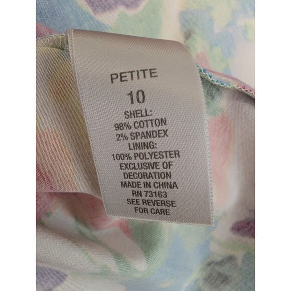 Dressbarn Womens Dress Size 10P White Floral Tank Sleeveless Belted Summer Trad - Picture 12 of 15